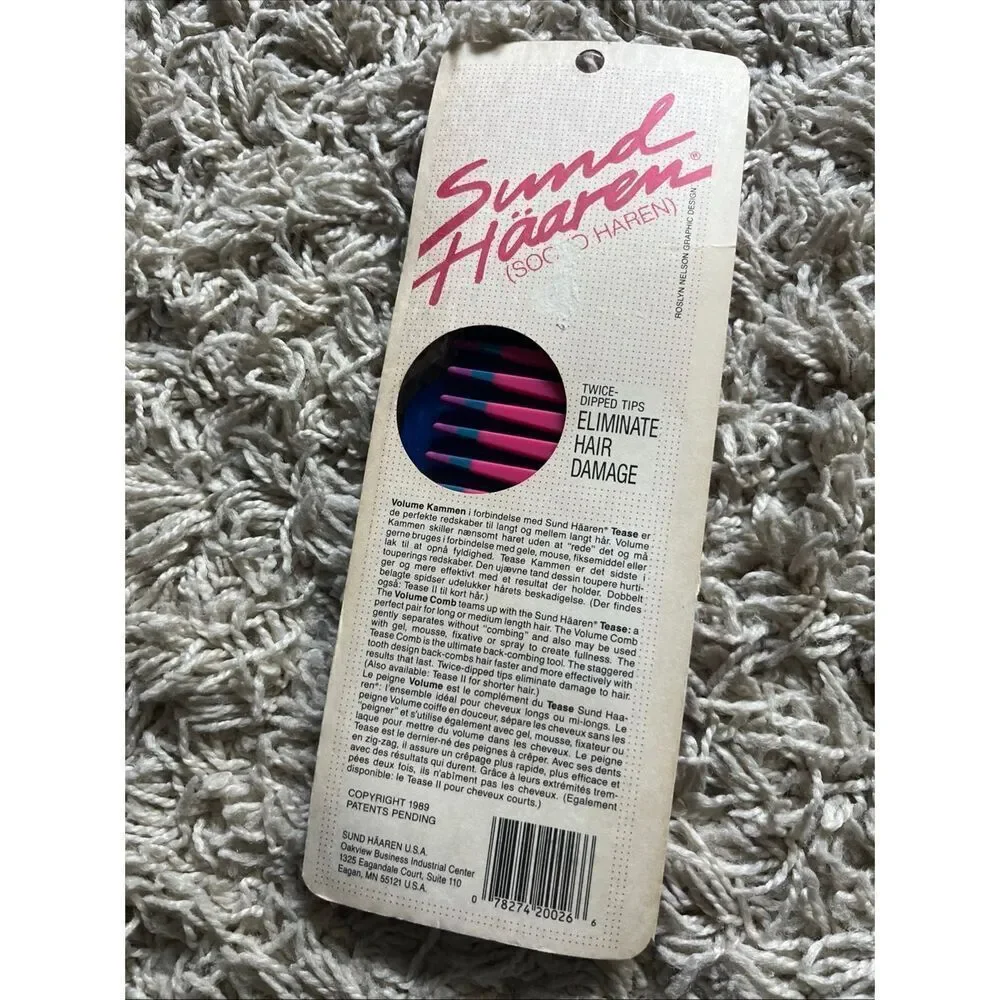 Sund Haaren Twice Dipped “Touch Me” Tips Comb & Piks 1986 Pink White Blue 3 Pack